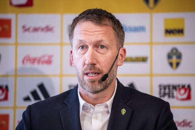 260318 Head coach Graham Potter of the Swedish men s national football team during a press conference, PK, Pressekonferenz on March 18, 2026 in Stockholm. Photo: Johanna Säll BILDBYRAN kod JL JL0601 fotboll football soccer fotball vm-kval kval FIFA World Cup, WM, Weltmeisterschaft, Fussball qualifier qualifier presskonferens press conference sverige sweden sverige a bbeng Copyright: JOHANNAxSÄLL BB260318BB339