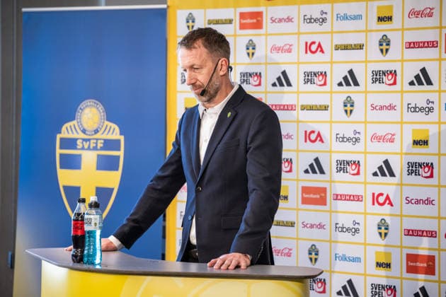 260318 Head coach Graham Potter of the Swedish men s national football team during a press conference, PK, Pressekonferenz on March 18, 2026 in Stockholm. Photo: Johanna Säll BILDBYRAN kod JL JL0601 fotboll football soccer fotball vm-kval kval FIFA World Cup, WM, Weltmeisterschaft, Fussball qualifier qualifier presskonferens press conference sverige sweden sverige a bbeng Copyright: JOHANNAxSÄLL BB260318BB340