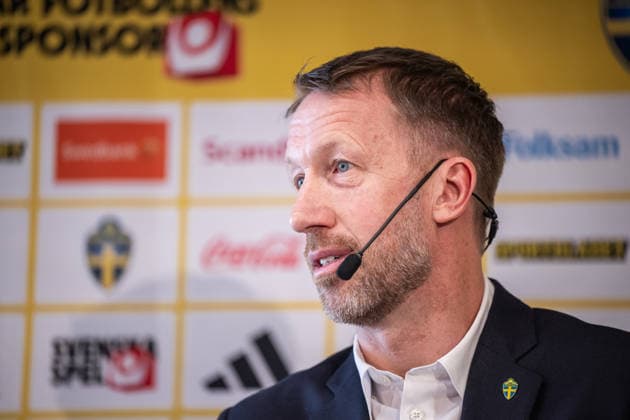 260318 Head coach Graham Potter of the Swedish men s national football team during a press conference, PK, Pressekonferenz on March 18, 2026 in Stockholm. Photo: Johanna Säll BILDBYRAN kod JL JL0601 fotboll football soccer fotball vm-kval kval FIFA World Cup, WM, Weltmeisterschaft, Fussball qualifier qualifier presskonferens press conference sverige sweden sverige a bbeng Copyright: JOHANNAxSÄLL BB260318BB341