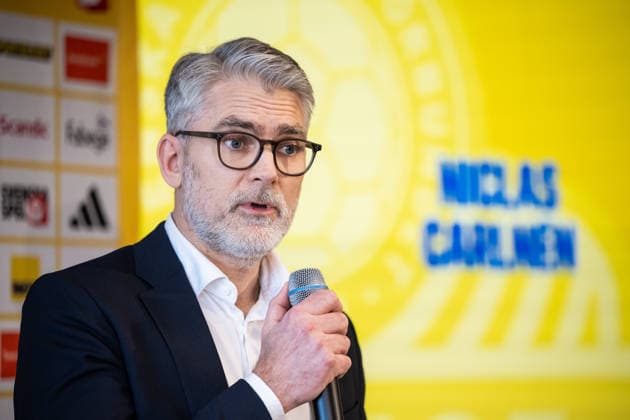 260318 Niclas CarlnÃ n, General Secretary of the Swedish Football Federation, during a press conference, PK, Pressekonferenz on March 18, 2026 in Stockholm. Photo: Johanna Säll BILDBYRAN kod JL JL0601 fotboll football soccer fotball vm-kval kval FIFA World Cup, WM, Weltmeisterschaft, Fussball qualifier qualifier presskonferens press conference sverige sweden sverige a bbeng Copyright: JOHANNAxSÄLL BB260318BB343