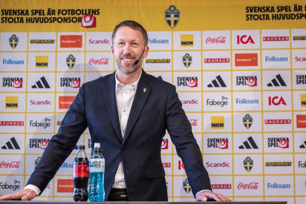 260318 Head coach Graham Potter of the Swedish men s national football team during a press conference, PK, Pressekonferenz on March 18, 2026 in Stockholm. Photo: Johanna Säll BILDBYRAN kod JL JL0601 fotboll football soccer fotball vm-kval kval FIFA World Cup, WM, Weltmeisterschaft, Fussball qualifier qualifier presskonferens press conference sverige sweden sverige a bbeng Copyright: JOHANNAxSÄLL BB260318BB349