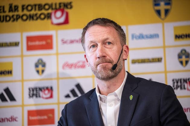 260318 Head coach Graham Potter of the Swedish men s national football team during a press conference, PK, Pressekonferenz on March 18, 2026 in Stockholm. Photo: Johanna Säll BILDBYRAN kod JL JL0601 fotboll football soccer fotball vm-kval kval FIFA World Cup, WM, Weltmeisterschaft, Fussball qualifier qualifier presskonferens press conference sverige sweden sverige a bbeng Copyright: JOHANNAxSÄLL BB260318BB350