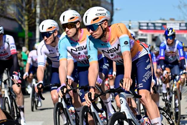 Danilith Nokere Koerse 2026 Cycling Race NOKERE, BELGIUM - MARCH 18 : riders of team NSN Cycling Team; during the 79th edition of Danilith Nokere Koerse an UCI ProSeries 1.Pro one day cycling road race for Men Elite of km with start in Deinze and finish in Nokere on March 18, 2026 in Nokere, Belgium, 18 03 2026 ( Motordriver Danilith Nokere Koerse Cycling Race - Nokere Belgium  Copyright: xJanxDexMeuleneirx