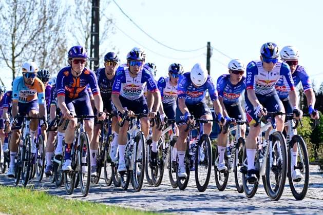 Danilith Nokere Koerse 2026 Cycling Race NOKERE, BELGIUM - MARCH 18 : riders of team Red Bull BORA - hansgrohe and riders of team Alpecin-Premier Tech during the 79th edition of Danilith Nokere Koerse an UCI ProSeries 1.Pro one day cycling road race for Men Elite of km with start in Deinze and finish in Nokere on March 18, 2026 in Nokere, Belgium, 18 03 2026 ( Motordriver Danilith Nokere Koerse Cycling Race - Nokere Belgium  Copyright: xJanxDexMeuleneirx