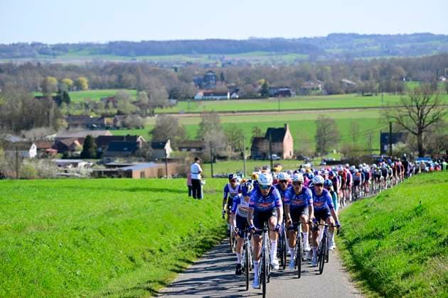 Danilith Nokere Koerse 2026 Cycling Race NOKERE, BELGIUM - MARCH 18 : riders of team Alpecin-Premier Tech leading the peloton during the 79th edition of Danilith Nokere Koerse an UCI ProSeries 1.Pro one day cycling road race for Men Elite of km with start in Deinze and finish in Nokere on March 18, 2026 in Nokere, Belgium, 18 03 2026 ( Motordriver Danilith Nokere Koerse Cycling Race - Nokere Belgium  Copyright: xJanxDexMeuleneirx