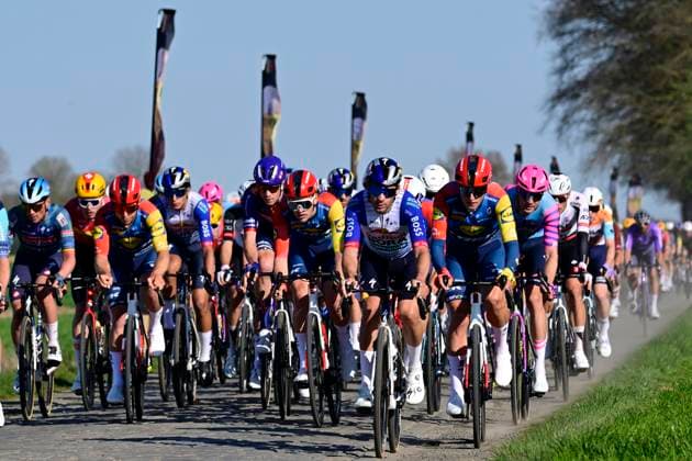 Danilith Nokere Koerse 2026 Cycling Race NOKERE, BELGIUM - MARCH 18 : illustration picture peloton during the 79th edition of Danilith Nokere Koerse an UCI ProSeries 1.Pro one day cycling road race for Men Elite of km with start in Deinze and finish in Nokere on March 18, 2026 in Nokere, Belgium, 18 03 2026 ( Motordriver Danilith Nokere Koerse Cycling Race - Nokere Belgium  Copyright: xJanxDexMeuleneirx