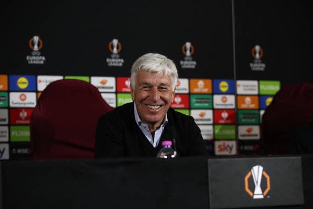 CALCIO - UEFA Europa League - AS Roma - press conference, PK, Pressekonferenz and Training 18.03.2026 Europa League : Conferenza Stampa: Gian Piero Gasperini Wesley Nella foto: Gasperini (Foto Gino Mancini) Roma Italy  Copyright: xIPAxSport ABACAx