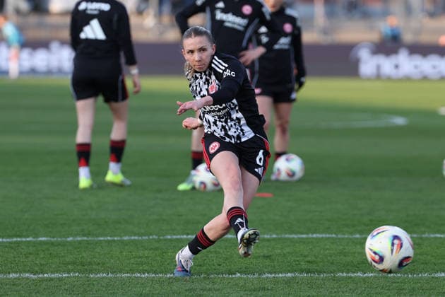 FBL - Frauen-Bundesliga Eintracht Frankfurt and TSG Hoffenheim Warm-up Elisa Senss (Eintracht Frankfurt) during the Google Pixel Frauen Bundesliga match between Eintracht Frankfurt and TSG Hoffenheim on March 18, 2026, at Stadion am Brentanobad in Frankfurt am Main, Germany Copyright: JoaquimxFerreira