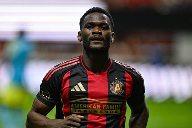 ATLANTA, GA - MARCH 14: Emmanuel Latte Lath 9 of Atlanta reacts after scoring a first-half goal during the MLS, Fussball Herren, USA match between the Philadelphia Union and Atlanta United FC on March 14th, 2026 at Mercedes-Benz Stadium in Atlanta, GA. (Photo by Rich von Biberstein Icon Sportswire) SOCCER: MAR 14 MLS Atlanta United vs Philadelphia Union EDITORIAL USE ONLY Icon260314005