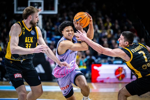Basketball Berlin 18.03.2026 FIBA Champions League Round Of 16 Alba Berlin - AEK Athen Jack Kayil (Alba Berlin, No.07) Dimitris Flionis (AEK Athen, No.07)