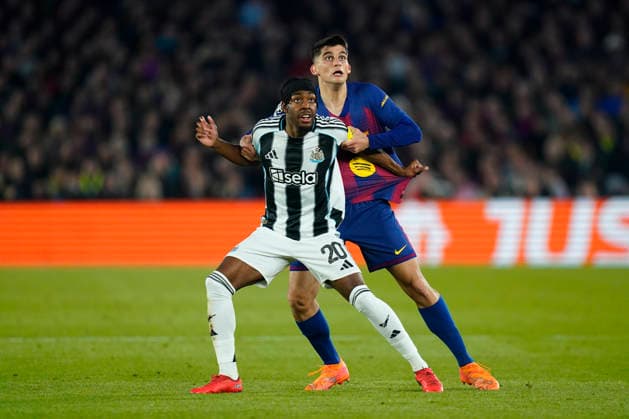 ESP: FC Barcelona, Barca - Newcastle. UEFA Champions League. Round of 8, second leg. Gerard Martin of FC Barcelona and Anthony Elanga of Newcastle United during the UEFA Champions League match, match day Round of 8, second leg, between FC Barcelona and Newcastle, Spotify Camp Nou Stadium on March 18, 2026 in Barcelona, Spain. kpng Copyright: xSergioxRuizx xImagox PS_260318_BAR_NEW_025