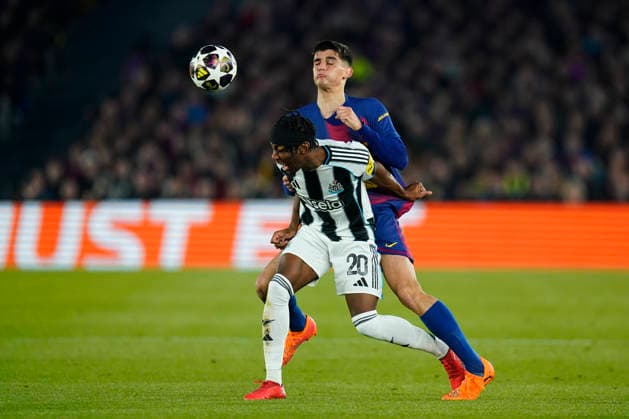 ESP: FC Barcelona, Barca - Newcastle. UEFA Champions League. Round of 8, second leg. Gerard Martin of FC Barcelona and Anthony Elanga of Newcastle United during the UEFA Champions League match, match day Round of 8, second leg, between FC Barcelona and Newcastle, Spotify Camp Nou Stadium on March 18, 2026 in Barcelona, Spain. kpng Copyright: xSergioxRuizx xImagox PS_260318_BAR_NEW_027