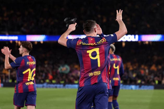 March 18, 2026, Barcelona, Barcelona, SPAIN: Robert Lewandowski of FC Barcelona, Barca celebrates a goal during the UEFA Champions League 2025 26 Round of 16 Second Leg, football match played between FC Barcelona and Newcastle United at Spotify Camp Nou stadium on March 18, 2026 in Barcelona, Spain. FC Barcelona V Newcastle United - UEFA Champions League 2025 26 Round Of 16 Second Leg  - ZUMAa181 20260318_zaa_a181_095 Copyright: xJavierxBorregox