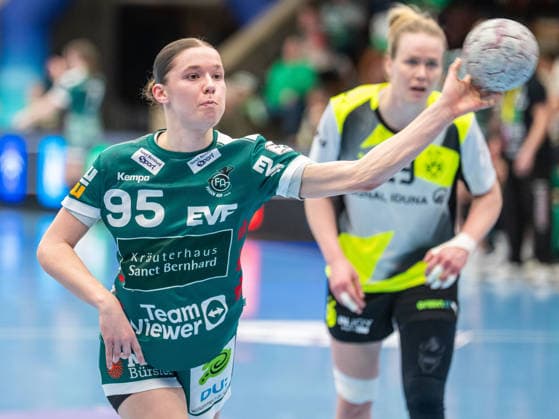 Lara Daeuble (Frisch Auf Frauen, 95) beim Siebenmeter, Frisch Auf Goeppingen vs. Borussia Dortmund, Handball, 1. Bundesliga, Spielzeit 2025 2026, 18.03.2026 Frisch Auf Goeppingen vs. Borussia Dortmund, Handball, 1. Bundesliga, Spielzeit 2025 2026, 18.03.2026 Goeppingen Copyright: xMichaelxSchmidt Eibner-Pressefotx EP_MST