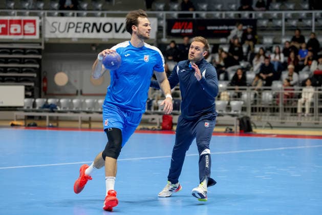 Croatia National Handball Team: training session Veron Nacinovic and Luka Cindric of Croatia during training session at The Kresimir Cosic Hall in Zadar, Croatia on March 18, 2026. ahead of internationl friendly match between Croatia and Switzerland.  SimexZelic PIXSELL