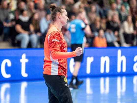 Melinda Szikora (Borussia Dortmund, 07) ballt die Jubelfaust, Frisch Auf Goeppingen vs. Borussia Dortmund, Handball, 1. Bundesliga, Spielzeit 2025 2026, 18.03.2026 Frisch Auf Goeppingen vs. Borussia Dortmund, Handball, 1. Bundesliga, Spielzeit 2025 2026, 18.03.2026 Goeppingen Copyright: xMichaelxSchmidt Eibner-Pressefotx EP_MST