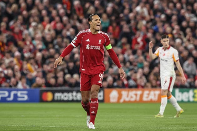 UEFA Champions League last 16 second leg match Liverpool v Galatasaray Virgil van Dijk of Liverpool shouts instructions during the UEFA Champions League last 16 second leg match Liverpool vs Galatasaray at Anfield, Liverpool, United Kingdom on 18 March 2026 (Photo by Alfie Cosgrove News Images) Liverpool Anfield Merseyside United Kingdom Copyright: xAlfiexCosgrove NewsxImagesx
