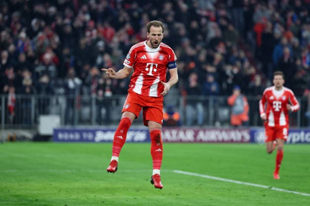 Fußball Champions League Achtelfinale FC Bayern München - Atalanta Bergamo am 18.03.2026 in der Allianz Arena in München Torjubel Jubel zum 1:0 durch Harry Kane ( München )