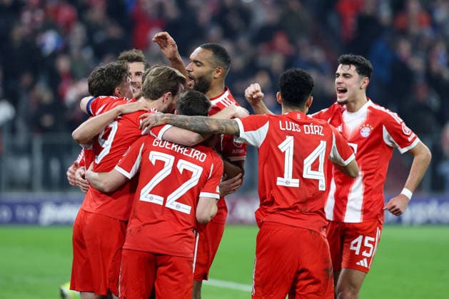 Fußball Champions League Achtelfinale FC Bayern München - Atalanta Bergamo am 18.03.2026 in der Allianz Arena in München Torjubel Jubel zum 1:0 durch Harry Kane ( München )