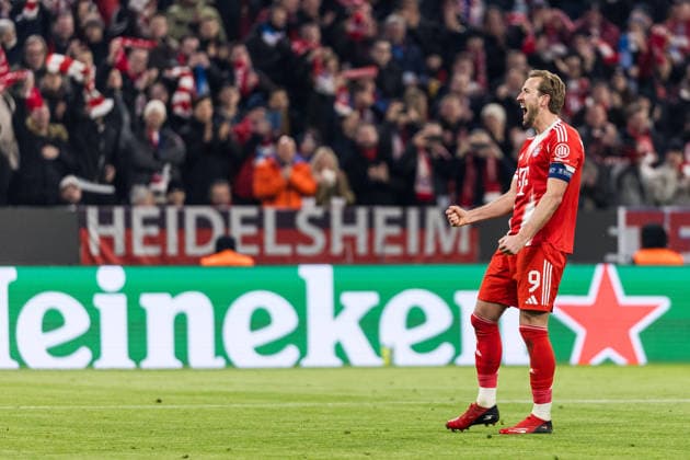 MUNICH GERMANY - MARCH 18: Harry Kane (FC Bayern Muenchen, 9) celebrates scoring the 2:0 goal during the UEFA Champions League match between FC Bayern Muenchen vs. Atalanta Bergamo at Allianz Arena at Round of 16 match of the UEFA Champions League on March 18, 2026 in Munich, Germany. Bavaria Germany Copyright: xSteffiexWunderlx