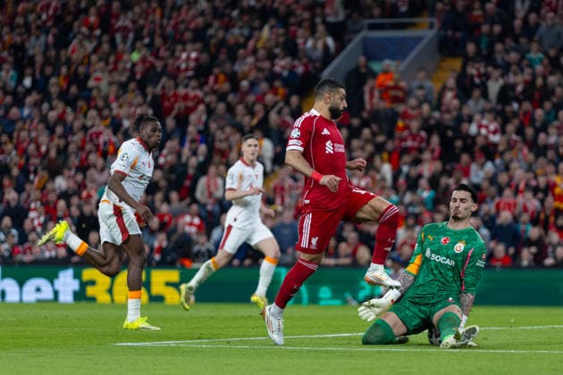 Football - UEFA Champions League - Round of 16 - 2nd Leg - Liverpool FC v Galatasaray A.Åž. LIVERPOOL, ENGLAND - Wednesday, March 18, 2026: Liverpool s Mohamed Salah with an attempt on goal during the UEFA Champions League Round of 16 2nd Leg match between Liverpool FC and Galatasaray A.Åž. at Anfield. (Photo by David Rawcliffe Propaganda) LIVERPOOL Anfield MERSEYSIDE ENGLAND  Copyright: xDavidxRawcliffex P2026-03-18-Liverpool_Galatasaray-91