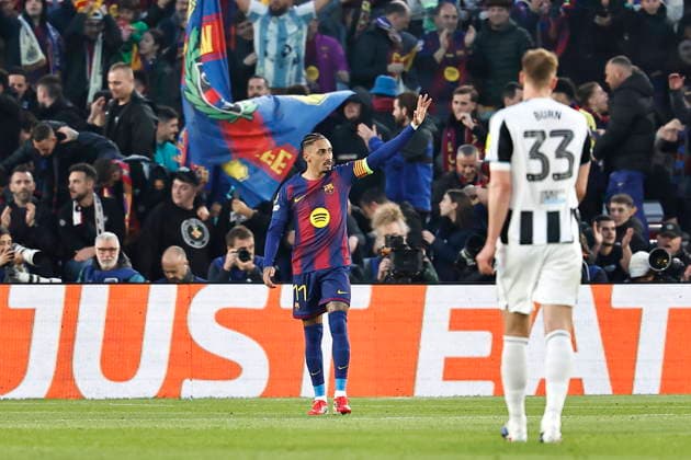 Raphinha (Barcelona), MARCH 18, 2026 - Football Soccer : Raphinha celebrate after his goal during UEFA Champions League round of 16 2nd leg match between FC Barcelona, Barca - Newcastle United FC at the Camp Nou in Barcelona, Spain. Noxthirdxpartyxsales  aflo_324010966