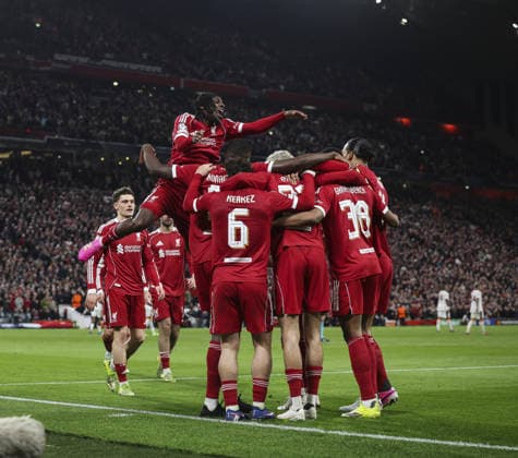 Liverpool v Galatsaray, UEFA Champions League, Round of 16, 2nd leg 18.03.26 Liverpool v Galatsaray, UEFA Champions League, Round of 16, 2nd leg Bradley Ormesher The Times Ryan Gravenberch of Liverpool scores and celebrates scoring his teams 3rd Goal  Copyright: xBradleyxOrmesherx NINTCHDBPICT001067745948