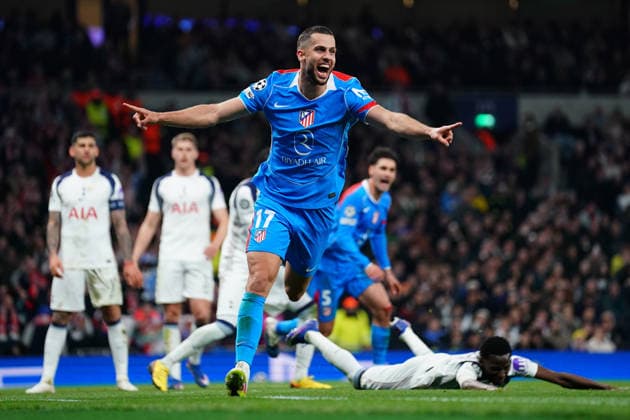 David Hancko of AtlÃ tico Madrid scores the fourth goal during the UEFA Champions League round of 16 2nd leg match between Tottenham Hotspur and Atletico Madrid at Tottenham Hotspur Stadium, White Hart Lane, England on 18 March 2026.  Copyright: xCharliexCarterx PMI-7181-0013
