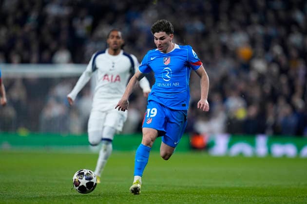 March 18, 2026, London, London, England: Julian Alvarez of Atletico de Madrid in action during the UEFA Champions League 2025 26 Round of 16 Second Leg match between Tottenham Hotspur and Atletico de Madrid at Tottenham Hotspur Stadium on March 18, 2026, in London, England. London England - ZUMAa181 20260318_zaa_a181_215 Copyright: xDennisxAgyemanx