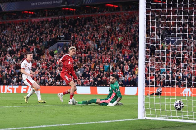 Football - UEFA Champions League - Round of 16 (2nd Leg) - Liverpool v Galatasaray 18th March 2026 - UEFA Champions League - Round of 16 (2nd Leg) - Liverpool v Galatasaray - Hugo Ekitike of Liverpool scores their 2nd goal - Photo: Simon Stacpoole Offside. Liverpool UK Copyright: xSimonxStacpoolexOffside