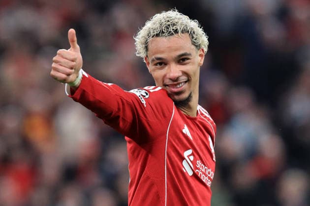 18th March 2026; Anfield, Liverpool, Merseyside, England; UEFA Champions League Football, Liverpool versus Galatasaray; Hugo Ekitike of Liverpool celebrates after scoring for 2-0 after 51 minutes  DavidxBlunsden