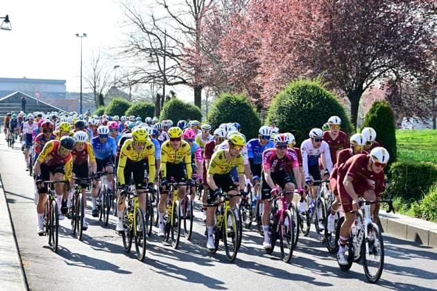 Grand Prix de Denain - Porte du Hainaut 2026 Cycling Race DENAIN, FRANCE - MARCH 19 : illustration picture peloton during the 67th edition of Grand Prix de Denain - Porte du Hainaut an UCI ProSeries 1.Pro one day cycling road race for Men Elite of km with start in Denain and finish in Denain on March 19, 2026 in Denain, France, 19 03 2026 ( Motordriver Pieter Vanherzeele - Denain France  Copyright: xJanxDexMeuleneirx
