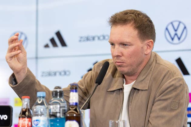 Kaderbekanntgabe Männer-Nationalmannschaft Bundestrainer Julian Nagelsmann spricht während der Pressekonferenz. Pressekonferenz zur Bekanntgabe des Kaders der Männer-Nationalmannschaft für die Länderspiele gegen die Schweiz und Ghana. 19. März 2026 auf dem DFB-Campus in Frankfurt am Main., Frankfurt am Main Hessen Deutschland DFB-Campus