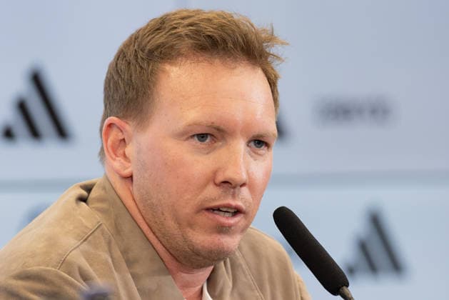 Kaderbekanntgabe Männer-Nationalmannschaft Bundestrainer Julian Nagelsmann spricht während der Pressekonferenz. Pressekonferenz zur Bekanntgabe des Kaders der Männer-Nationalmannschaft für die Länderspiele gegen die Schweiz und Ghana. 19. März 2026 auf dem DFB-Campus in Frankfurt am Main., Frankfurt am Main Hessen Deutschland DFB-Campus