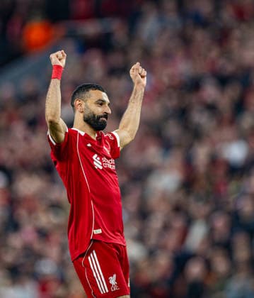 Football - UEFA Champions League - Round of 16 - 2nd Leg - Liverpool FC v Galatasaray A.Åž. LIVERPOOL, ENGLAND - Wednesday, March 18, 2026: Liverpool s goal-scorer Mohamed Salah celebrates after scoring his side s fourth goal, his 50th in the Champions League, during the UEFA Champions League Round of 16 2nd Leg match between Liverpool FC and Galatasaray A.Åž. at Anfield. Liverpool won 4-0 (4-1 on aggregate). (Photo by David Rawcliffe Propaganda) LIVERPOOL Anfield MERSEYSIDE ENGLAND  Copyright: xDavidxRawcliffex 2026-03-18-203-Liverpool_Galatasaray