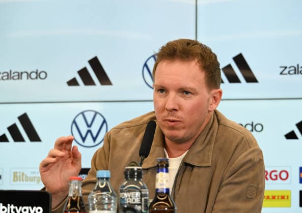19.03.2026, xsltx, Fussball DFB-Medientermine, DFB Pressekonferenz - Kaderbekanntgabe v.l. Julian Nagelsmann (Bundestrainer Deutsche Nationalmannschaft) (DFL DFB REGULATIONS PROHIBIT ANY USE OF PHOTOGRAPHS as IMAGE SEQUENCES and or QUASI-VIDEO)