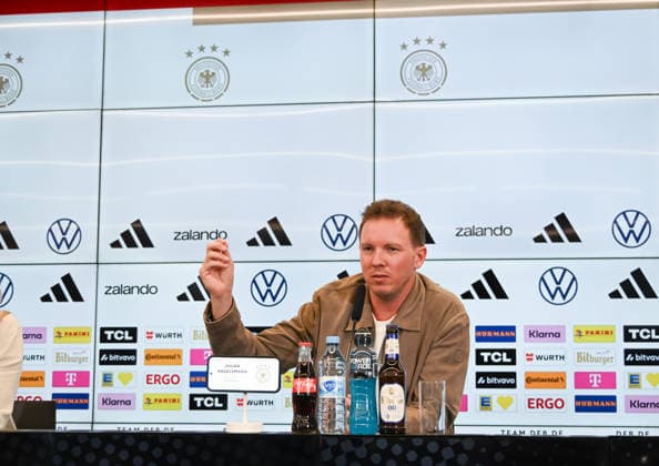 19.03.2026, xsltx, Fussball DFB-Medientermine, DFB Pressekonferenz - Kaderbekanntgabe v.l. Julian Nagelsmann (Bundestrainer Deutsche Nationalmannschaft) (DFL DFB REGULATIONS PROHIBIT ANY USE OF PHOTOGRAPHS as IMAGE SEQUENCES and or QUASI-VIDEO)