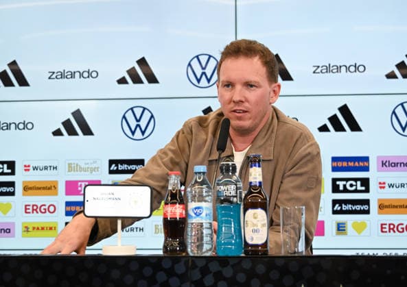 19.03.2026, xsltx, Fussball DFB-Medientermine, DFB Pressekonferenz - Kaderbekanntgabe v.l. Julian Nagelsmann (Bundestrainer Deutsche Nationalmannschaft) (DFL DFB REGULATIONS PROHIBIT ANY USE OF PHOTOGRAPHS as IMAGE SEQUENCES and or QUASI-VIDEO)