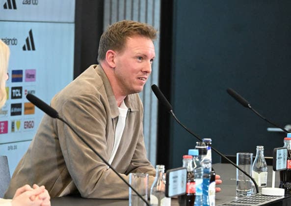 19.03.2026, xsltx, Fussball DFB-Medientermine, DFB Pressekonferenz - Kaderbekanntgabe v.l. Julian Nagelsmann (Bundestrainer Deutsche Nationalmannschaft) (DFL DFB REGULATIONS PROHIBIT ANY USE OF PHOTOGRAPHS as IMAGE SEQUENCES and or QUASI-VIDEO)