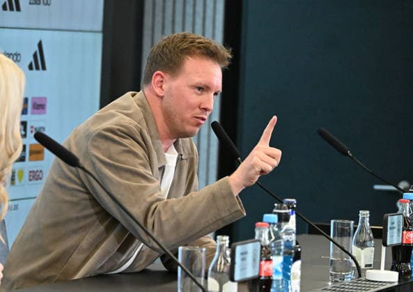 19.03.2026, xsltx, Fussball DFB-Medientermine, DFB Pressekonferenz - Kaderbekanntgabe v.l. Julian Nagelsmann (Bundestrainer Deutsche Nationalmannschaft) (DFL DFB REGULATIONS PROHIBIT ANY USE OF PHOTOGRAPHS as IMAGE SEQUENCES and or QUASI-VIDEO)
