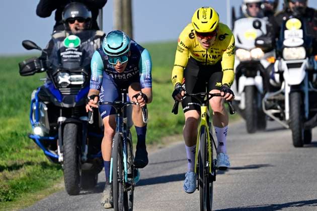 Grand Prix de Denain - Porte du Hainaut 2026 Cycling Race DENAIN, FRANCE - MARCH 19 : Hagenes Per Strand (NOR) of Team Visma I Lease a Bike and Segaert Alec (BEL) of Bahrain - Victorious during the 67th edition of Grand Prix de Denain - Porte du Hainaut an UCI ProSeries 1.Pro one day cycling road race for Men Elite of km with start in Denain and finish in Denain on March 19, 2026 in Denain, France, 19 03 2026 ( Motordriver Pieter Vanherzeele - Denain France  Copyright: xJanxDexMeuleneirx