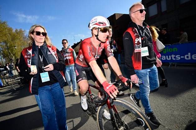 Grand Prix de Denain - Porte du Hainaut 2026 Cycling Race DENAIN, FRANCE - MARCH 19 : Menten Milan (BEL) of Lotto - Intermarche during the 67th edition of Grand Prix de Denain - Porte du Hainaut an UCI ProSeries 1.Pro one day cycling road race for Men Elite of km with start in Denain and finish in Denain on March 19, 2026 in Denain, France, 19 03 2026 ( Motordriver Pieter Vanherzeele - Denain France  Copyright: xJanxDexMeuleneirx