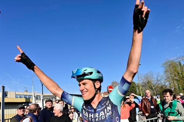 Grand Prix de Denain - Porte du Hainaut 2026 Cycling Race DENAIN, FRANCE - MARCH 19 : Segaert Alec (BEL) of Bahrain - Victorious celebrates the victory during the 67th edition of Grand Prix de Denain - Porte du Hainaut an UCI ProSeries 1.Pro one day cycling road race for Men Elite of km with start in Denain and finish in Denain on March 19, 2026 in Denain, France, 19 03 2026 ( Motordriver Pieter Vanherzeele - Denain France  Copyright: xJanxDexMeuleneirx