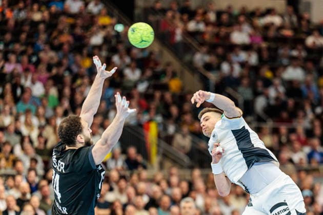 v.l. Yasser Seif (Aegypten, 74), Renars Uscins (Deutschland, 23) GER, Deutschland (GER) vs. Aegypten (EGY), Handball, Laenderspiel, Spielzeit 2025 2026, 19.03.2026 GER, Deutschland (GER) vs. Aegypten (EGY), Handball, Laenderspiel, Spielzeit 2025 2026, 19.03.2026 Dortmund Copyright: xEibner-Pressefoto JanxRollingerx EP_JSK
