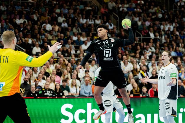 Dortmund 19.03.2026, Handball, Herren, Länderspiel, Deutschland Ägypten Mohamed Emad (Ägypten, 19) beim Torwurf gegen David Späth (Deutschland, 1) Dortmund Westfalenhalle NRW Germany