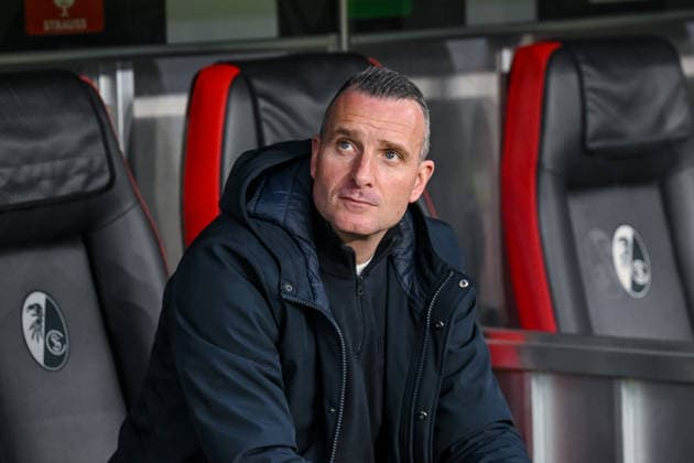 Trainer Nicky Hayen (KRC Genk) Looks on during the UEFA Europa League 2025 26 Round of 16 Second Leg match between SC Freiburg and KRC Genk at Stadion am Wolfswinkel on March 19, 2026 in Freiburg im Breisgau, Germany. (Photo by Harry Langer DeFodi Images) -