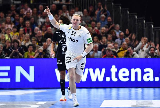 Handball Länderspiel: Deutschland - Ägypten am 19.03.20226 in der Westfalenhalle in Dortmund Justus Fischer ( Deutschland ) Nordrhein-Westfalen Deutschland