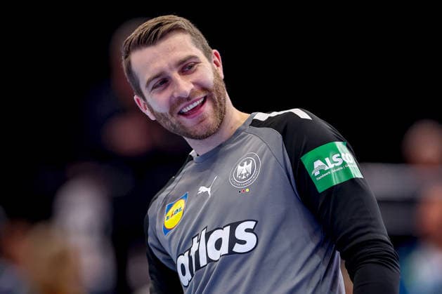 19.03.2026, Handball, Länderspiel Herren, Deutschland - Ägypten, Westfalenhalle Dortmund: Lukas Mertens (Germany 36) lachend Freude Nordrhein-Westfalen Deutschland