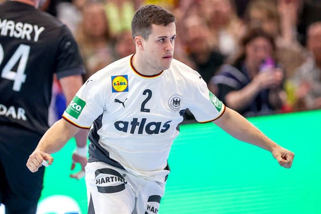 19.03.2026, Handball, Länderspiel Herren, Deutschland - Ägypten, Westfalenhalle Dortmund: Tim Freihöfer (Germany 02) jubelnd Nordrhein-Westfalen Deutschland