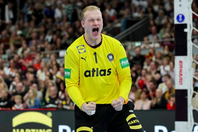 Torhueter David Spaeth (Germany) jubelt, Handball International Friendly, Länderspiel, Nationalmannschaft Germany v Egypt, Westfalenhalle am 19. March 2026 in Dortmund, Deutschland. (Foto von Marco Steinbrenner DeFodi Images) Torhueter David Spaeth (Germany) cheers, Handball International Friendly, Germany v Egypt, Westfalenhalle, March 19, 2026 in Dortmund, Germany. (Photo by Marco Steinbrenner DeFodi Images) -